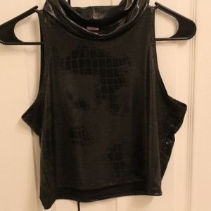High Neck Shiny Crop Top
